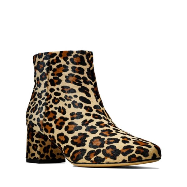 Clarks Womens Sheer Flora Ankle Boots Leopard | UK-3745962